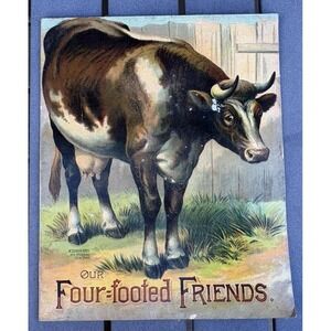 Antique childrens picture book McLoughlin Brothers Our Four Footed Friends 1900s